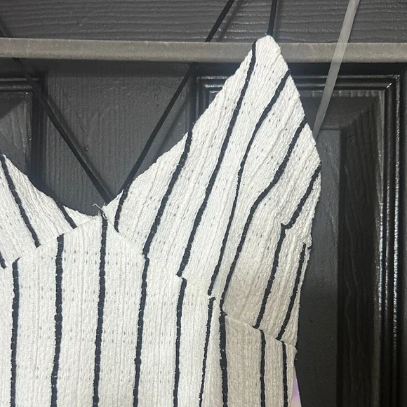 Derek Heart Black and White Striped Midi Dress - Picture 2 of 5